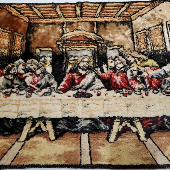 Vintage Jesus Last Supper Tapestry Table Runner / Wall Hanging - Picture 3 of 9